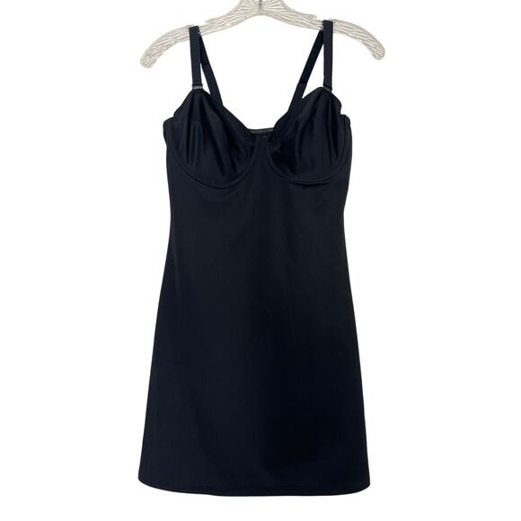 Bodyslimmers Black Shaping Slip Dress Womens Size 36D Bodycon Sexy Goth Feminine - Picture 1 of 16
